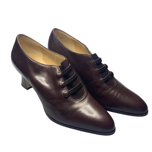 Nine West Brown Ankle Boot Heeled Shoe, Size 9.5M - Picture 1 of 9